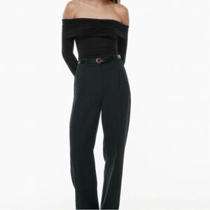 Aritzia Wilfred Trouser Pants Women's Size 4 Black High Rise Pleated Str…